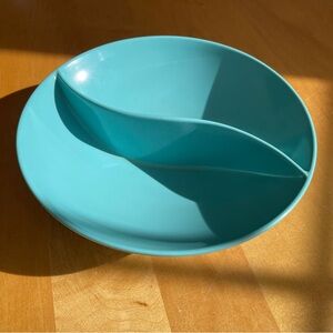 Vintage turquoise MAPLEX melamine MELMAC divided bowl mid century